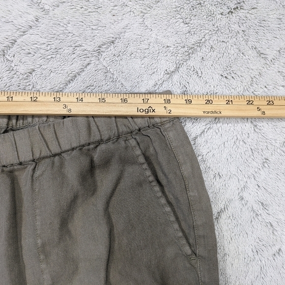 J. Jill Pants Women's XL Green Gray Linen Garment Dyed Pure Pull On Rolled Cuffs - Picture 9 of 9